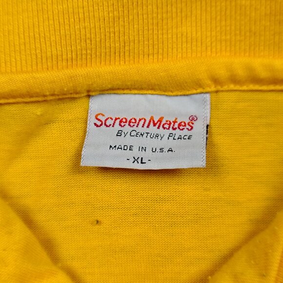 Vintage DINER Polo Men XL Yellow WOODHAVEN PANCAKE OMELETT HOUSE Myrtle Beach SC - Picture 3 of 8